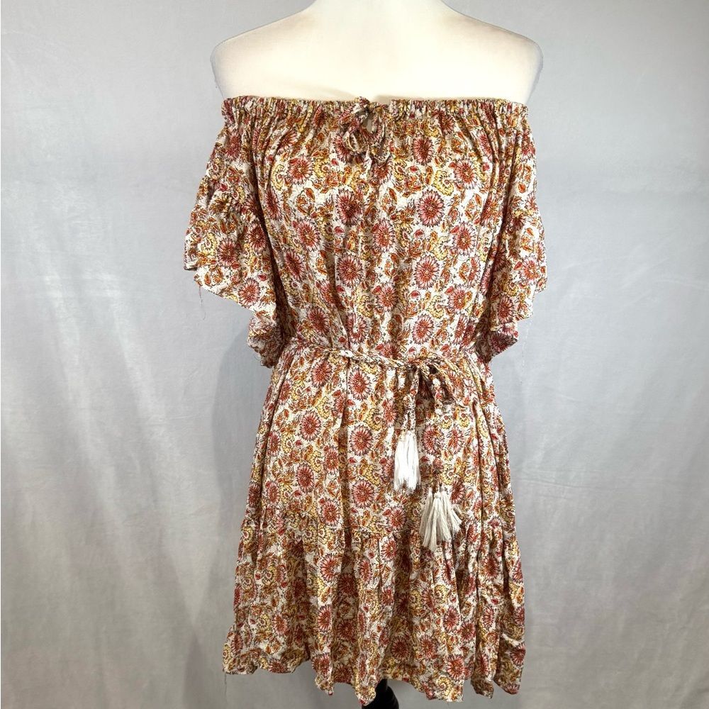 Cynthia Rowley Cottagecore floral off shoulder mini dress size medium